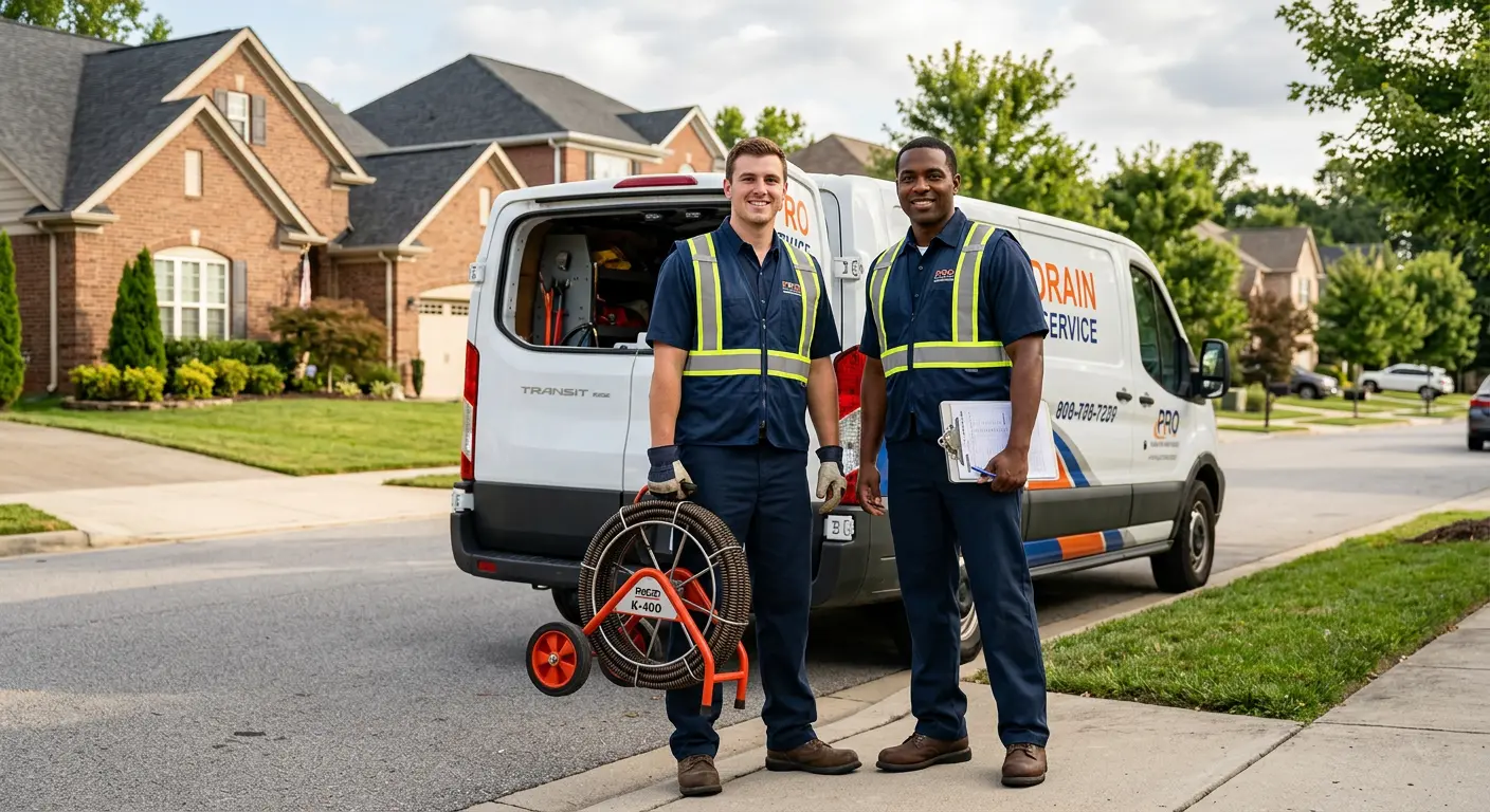 Sewer and drain service team with equipment ready for work in Anchorage