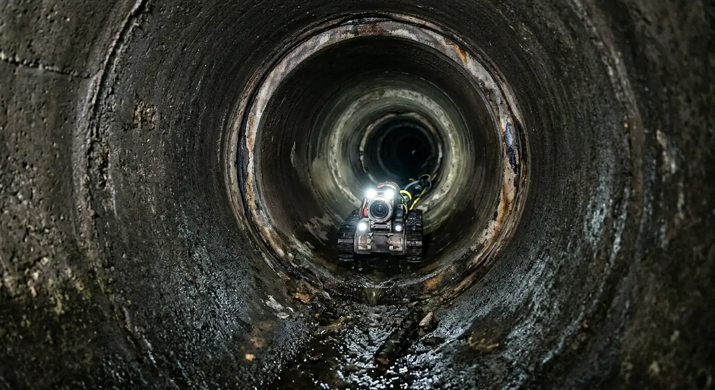 Robotic sewer camera inspecting pipe interior for Drain Snake Service in Anchorage